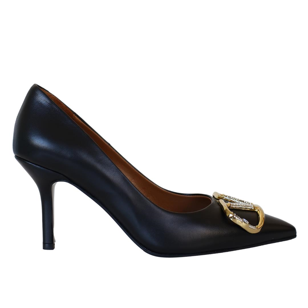 Siyah Deri Kadın Stiletto