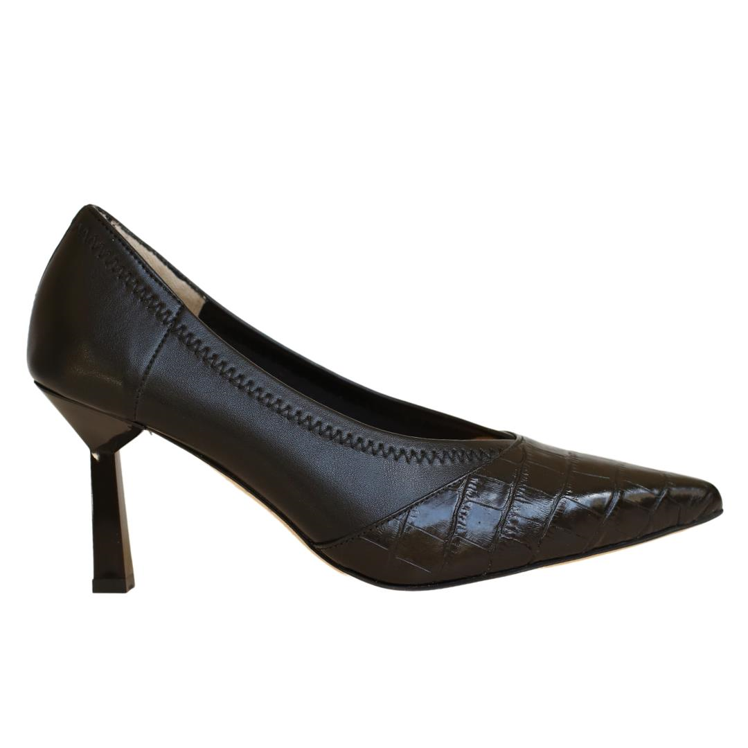 Siyah Deri Kadın Stiletto