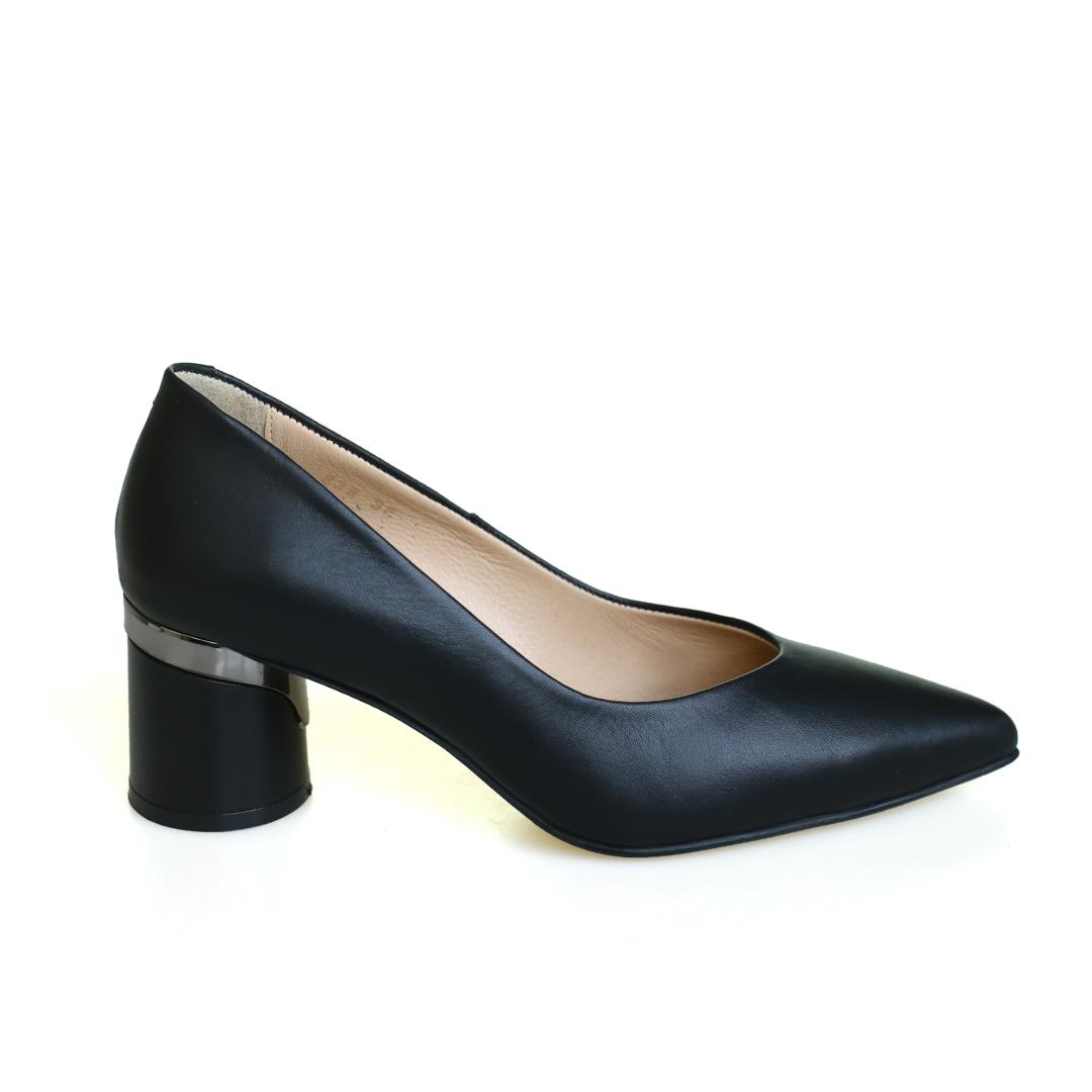 Siyah Deri Kadın Stiletto Ayakkabı