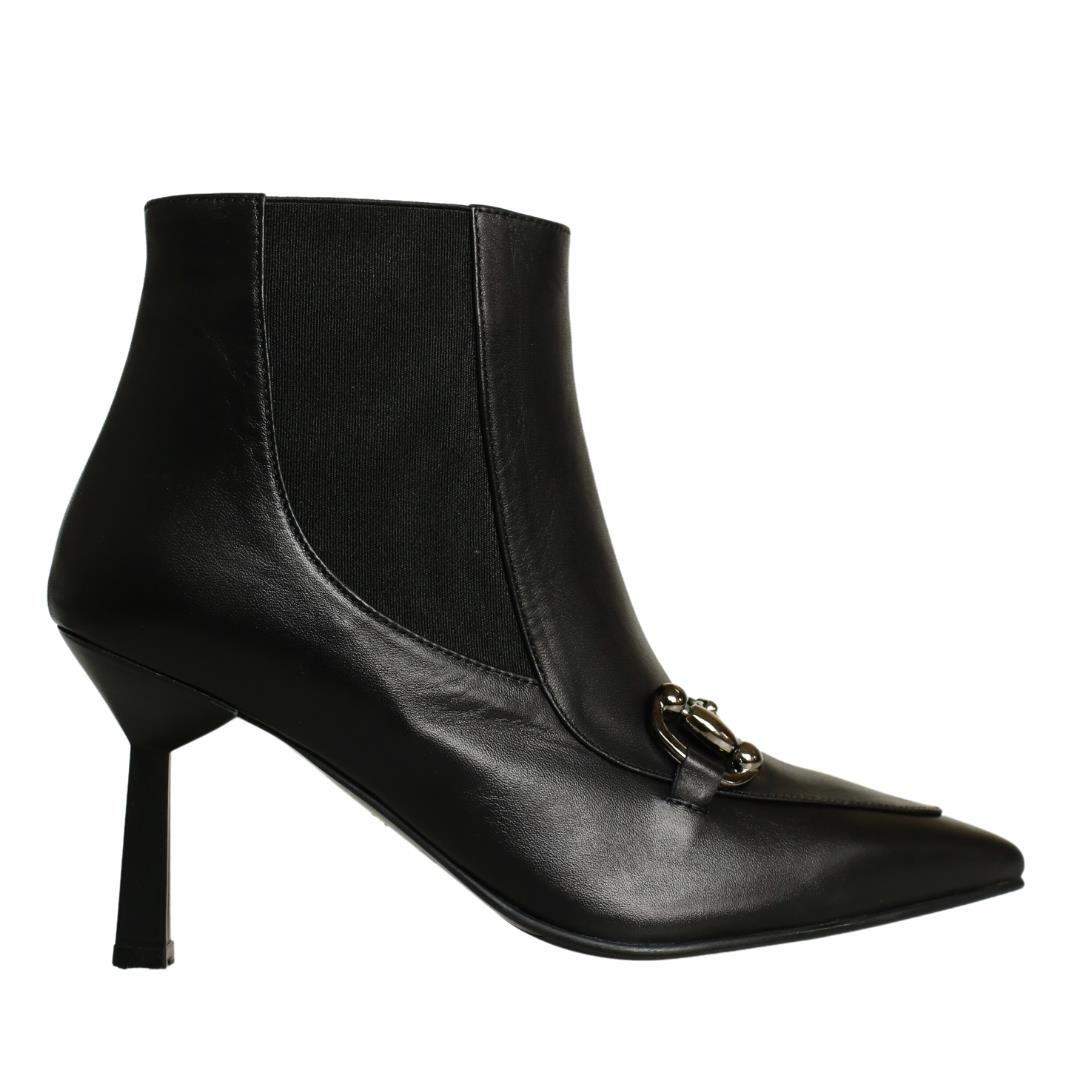 Siyah Kadın Toka Detaylı Topuklu Bot