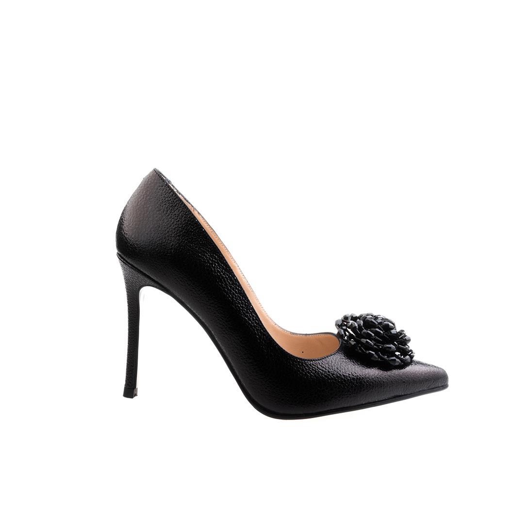 Siyah Kırışık Rugan Kadın Stiletto