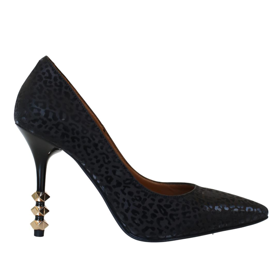 Siyah Leopar Baskı Kadın Stiletto