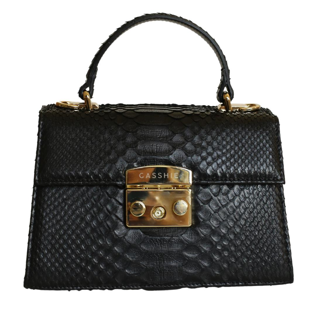 Siyah Python Deri Kadın El Çantası