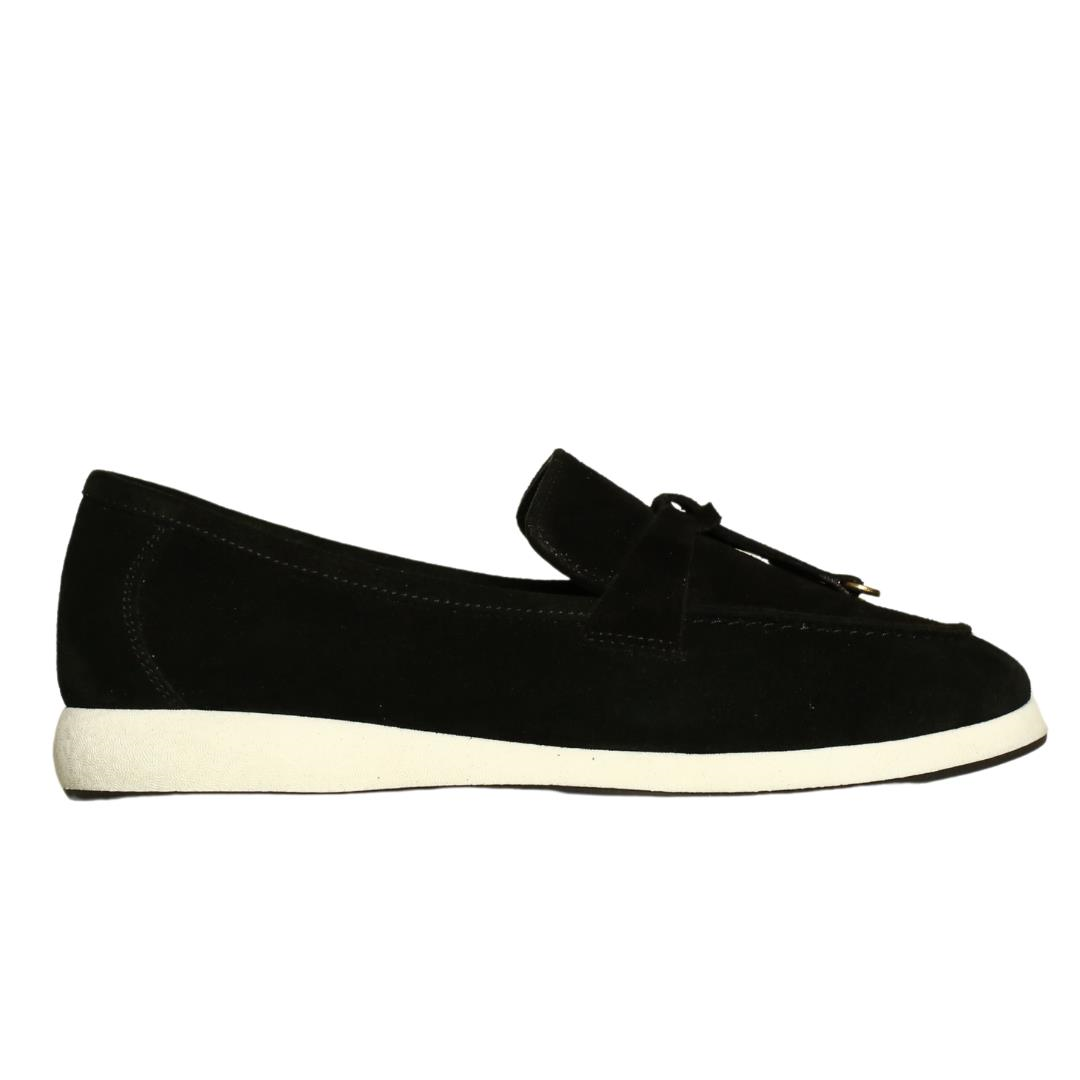 Siyah Süet Tokalı Kadın Loafer