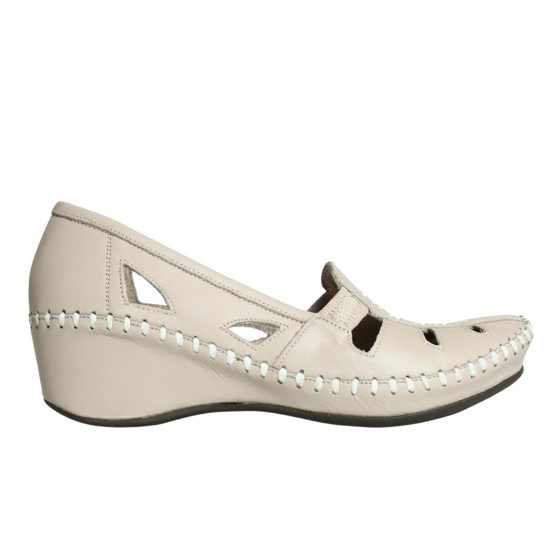 Taş Deri Kadın Dolgu Topuk Ayakkabı