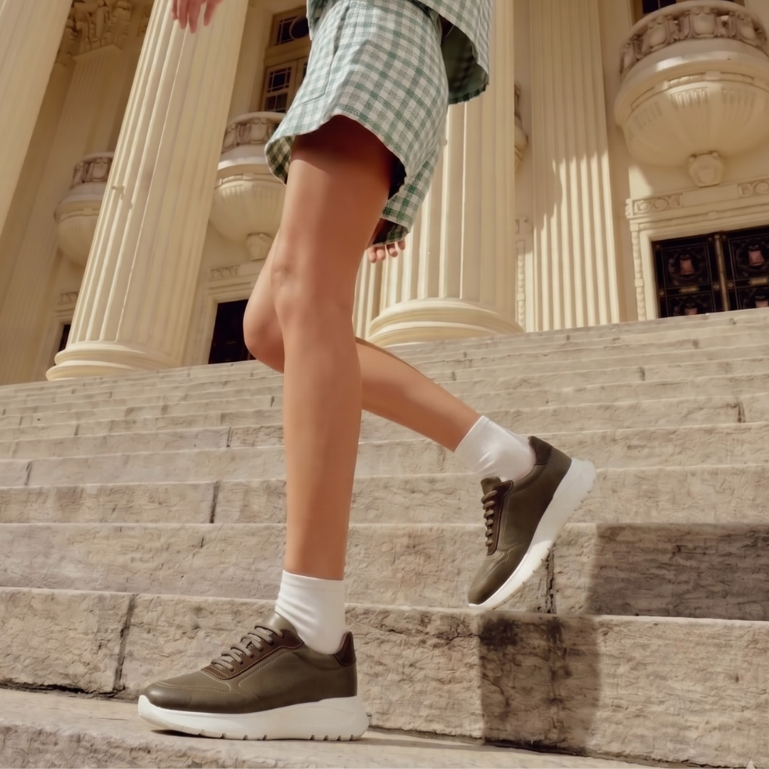 Vizon Deri Kadın Sneaker