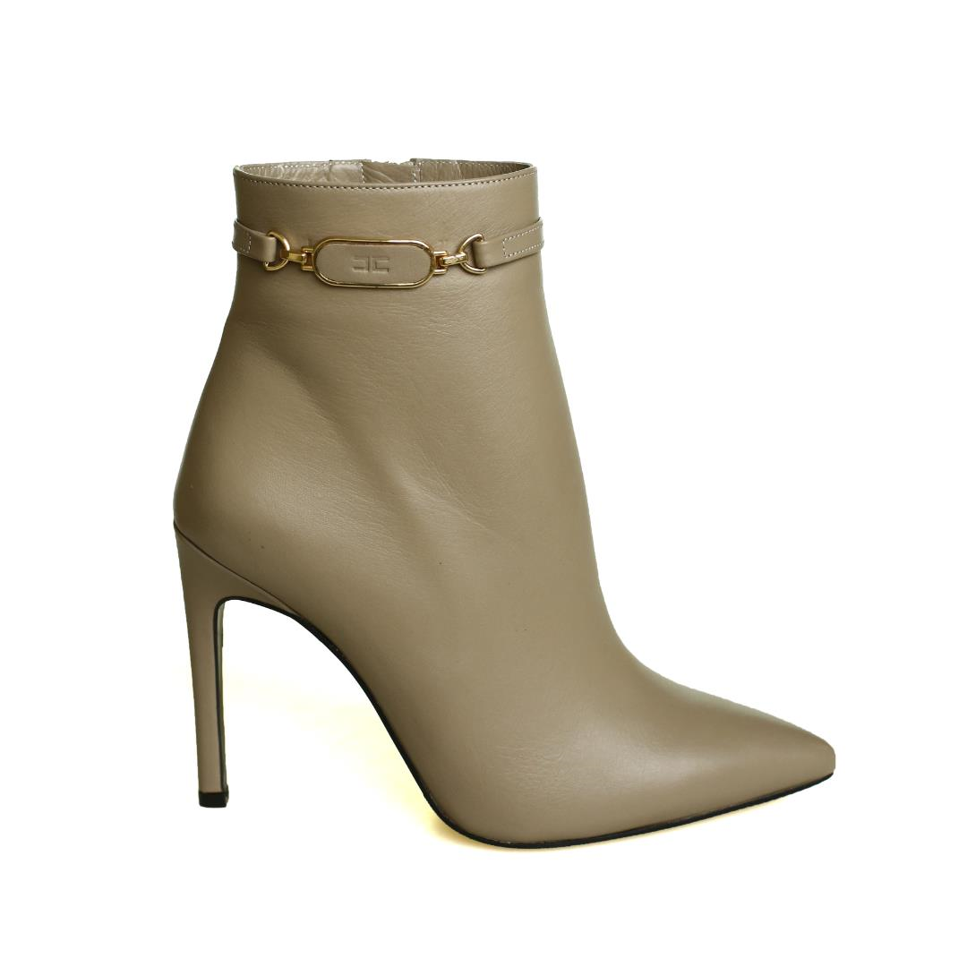 Vizon Deri Kadın Topuklu Bot