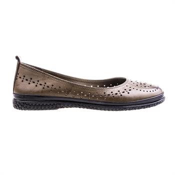 Haki Zımbalı Kadın Babet Loafer Ayakkabı