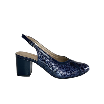 Lacivert Python Baskı Kadın Klasik Topuklu Ayakkabı
