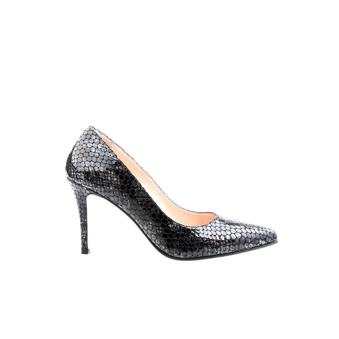 Antrasit Python Baskı Kadın Stiletto Ayakkabı