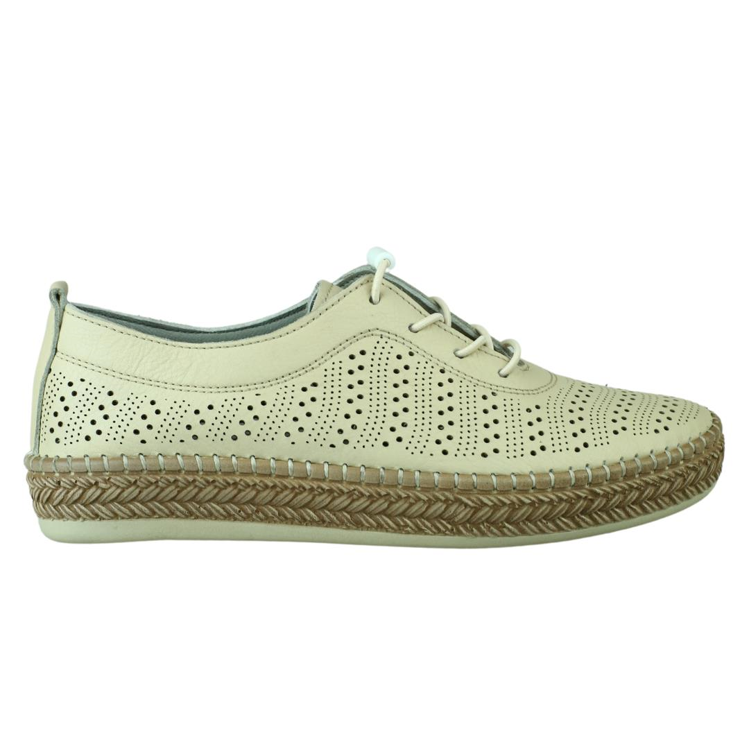 Bej Deri Kadın Günlük Ayakkabı