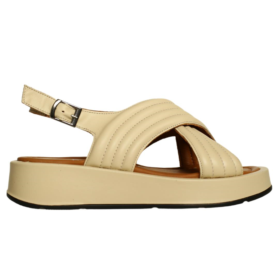 Bej Kadın Deri Sandalet