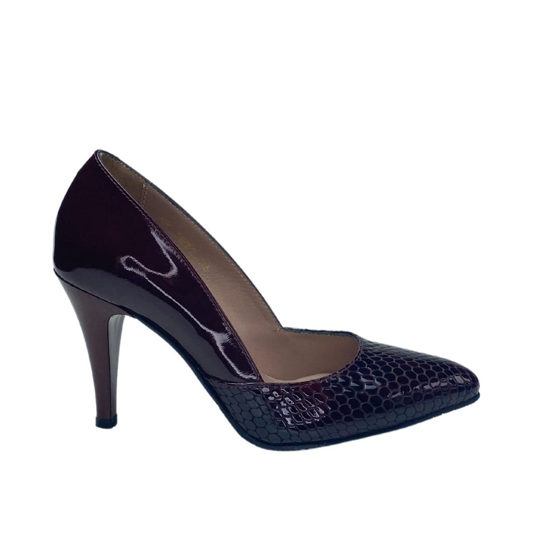 Bordo Python Baskı Kadın Stiletto Ayakkabı