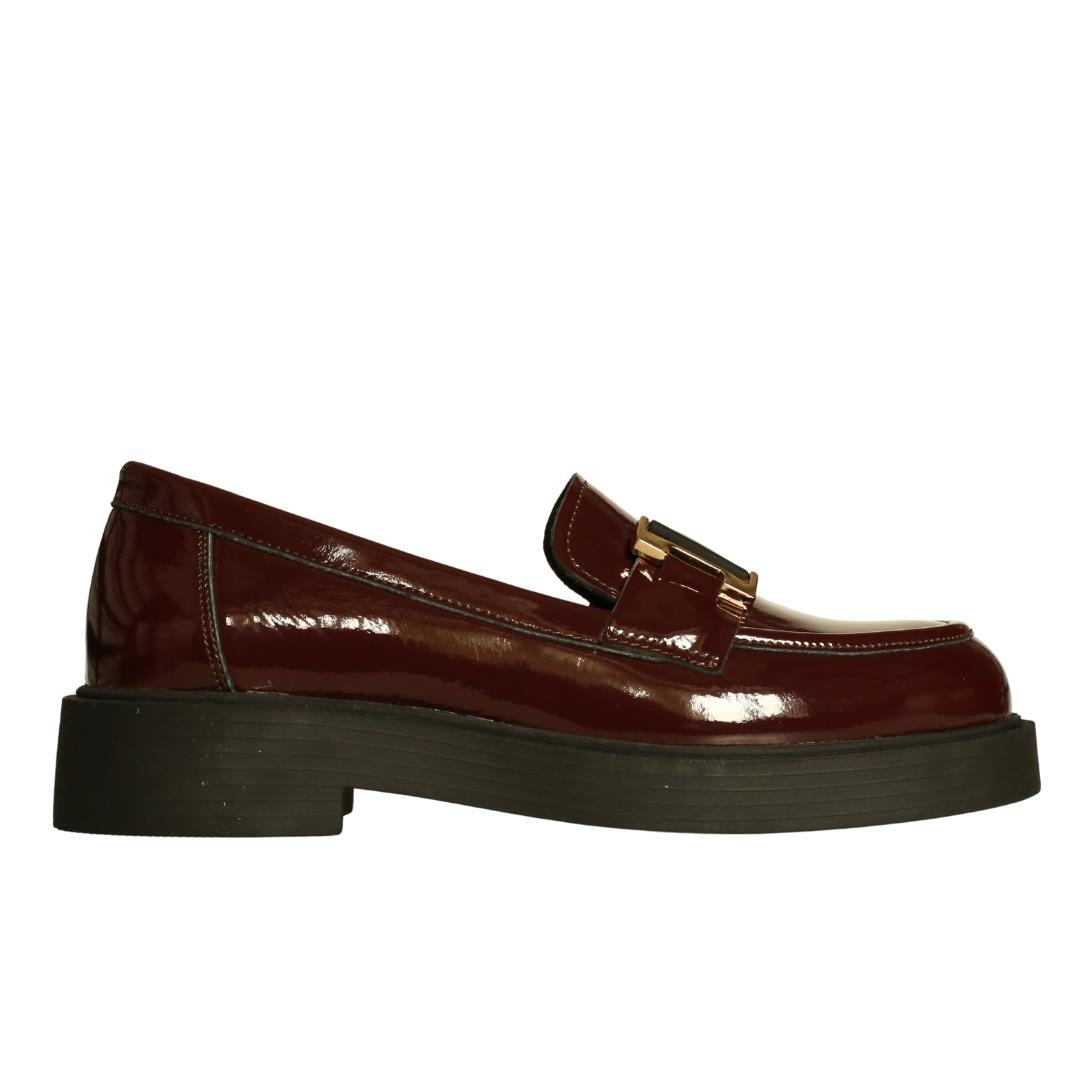 Bordo Rugan Kadın Tokalı Loafer
