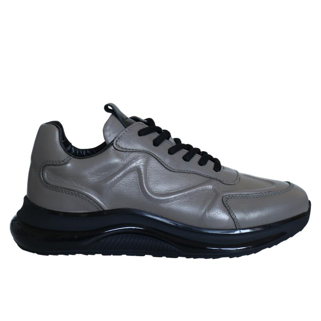 Gri Deri Erkek Sneaker