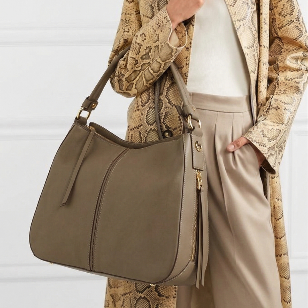 Gri Deri Kadın Omuz Çanta