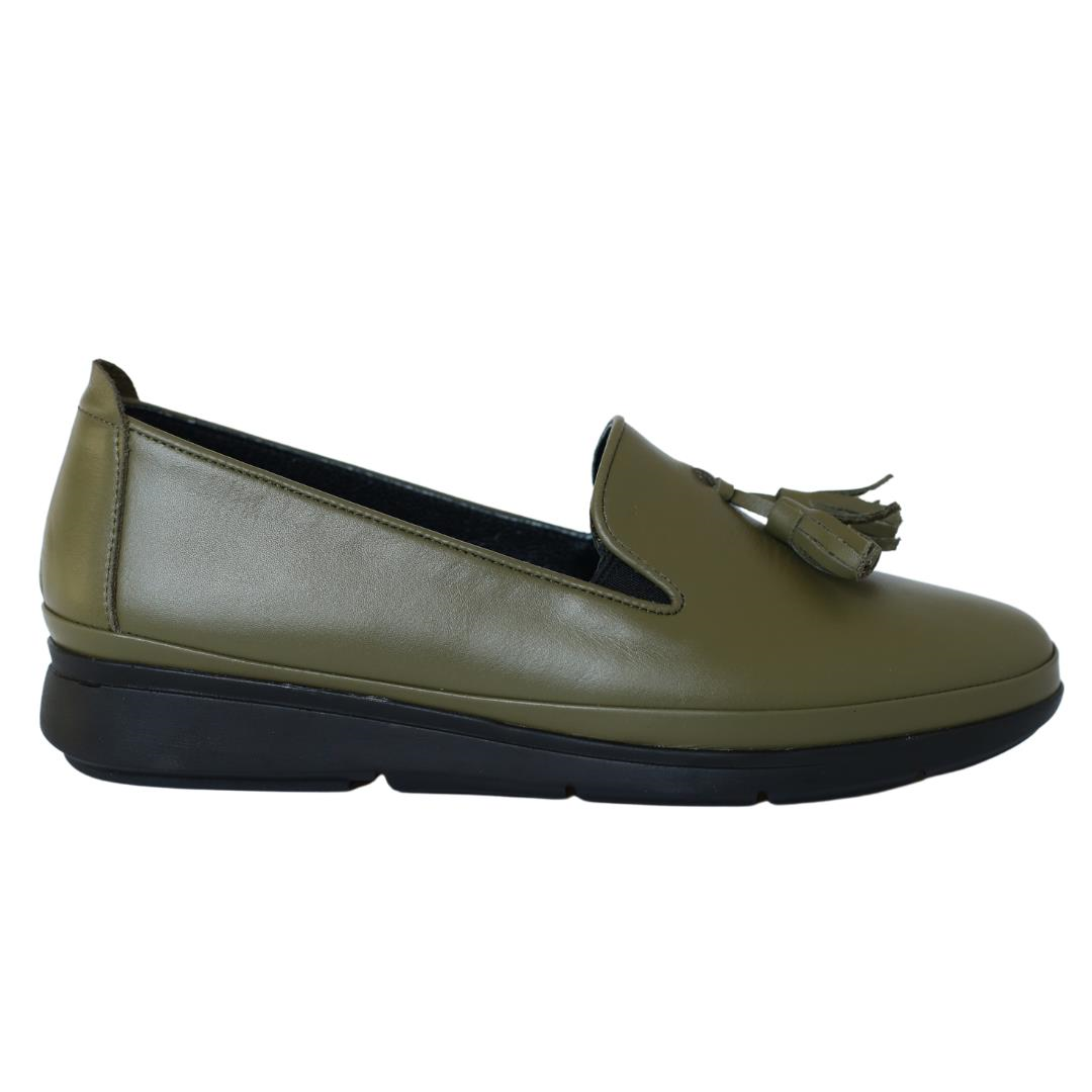 Haki Deri Kadın Günlük Ayakkabı