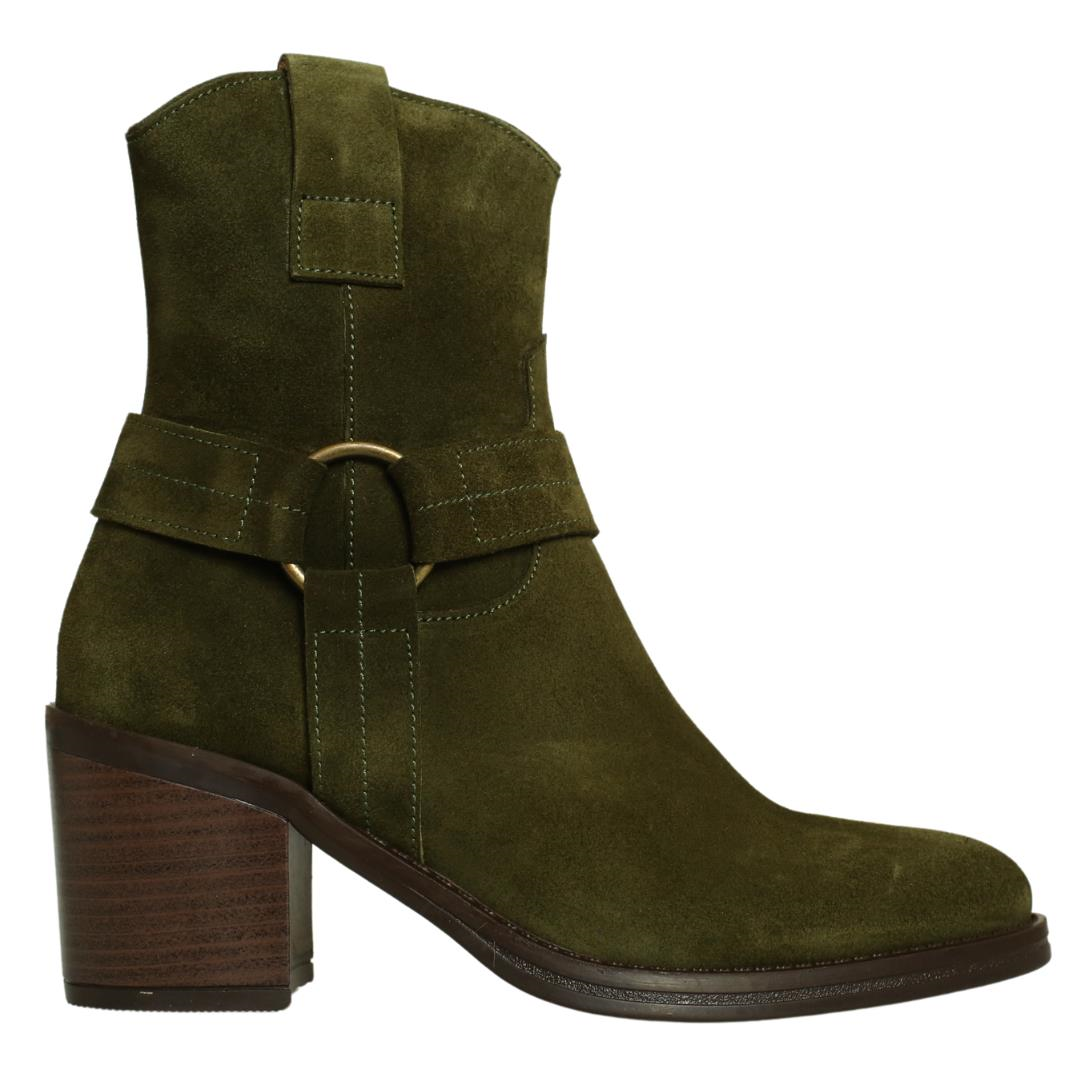 Haki Süet Kadın Topuklu Bot