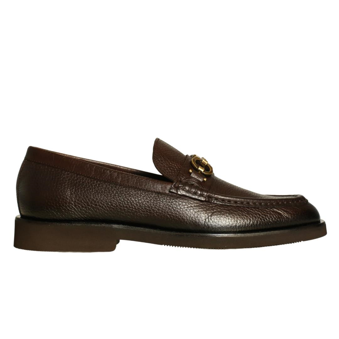 Kahve Deri Erkek Tokalı Loafer