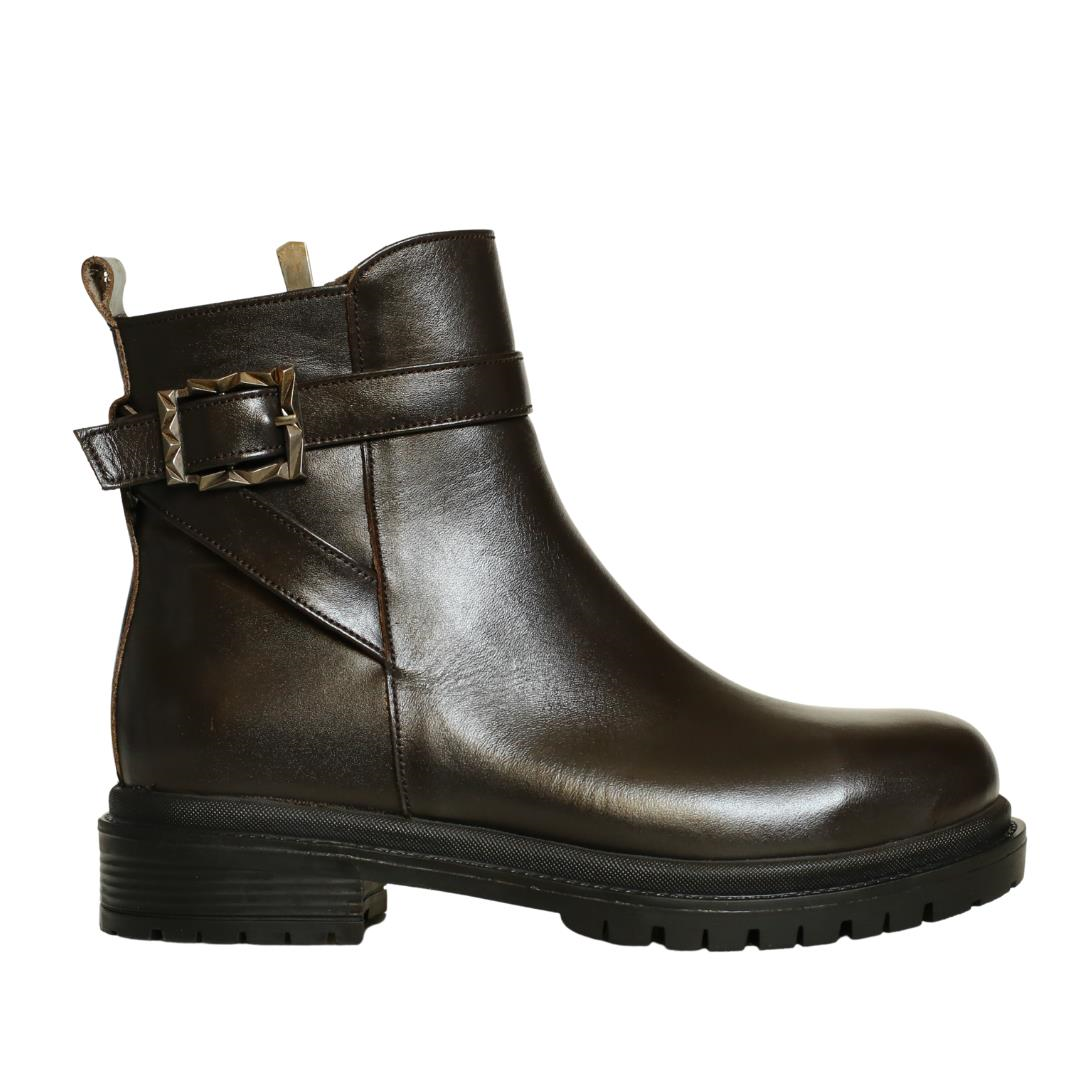 Kahve Deri Kadın Tokalı Bot