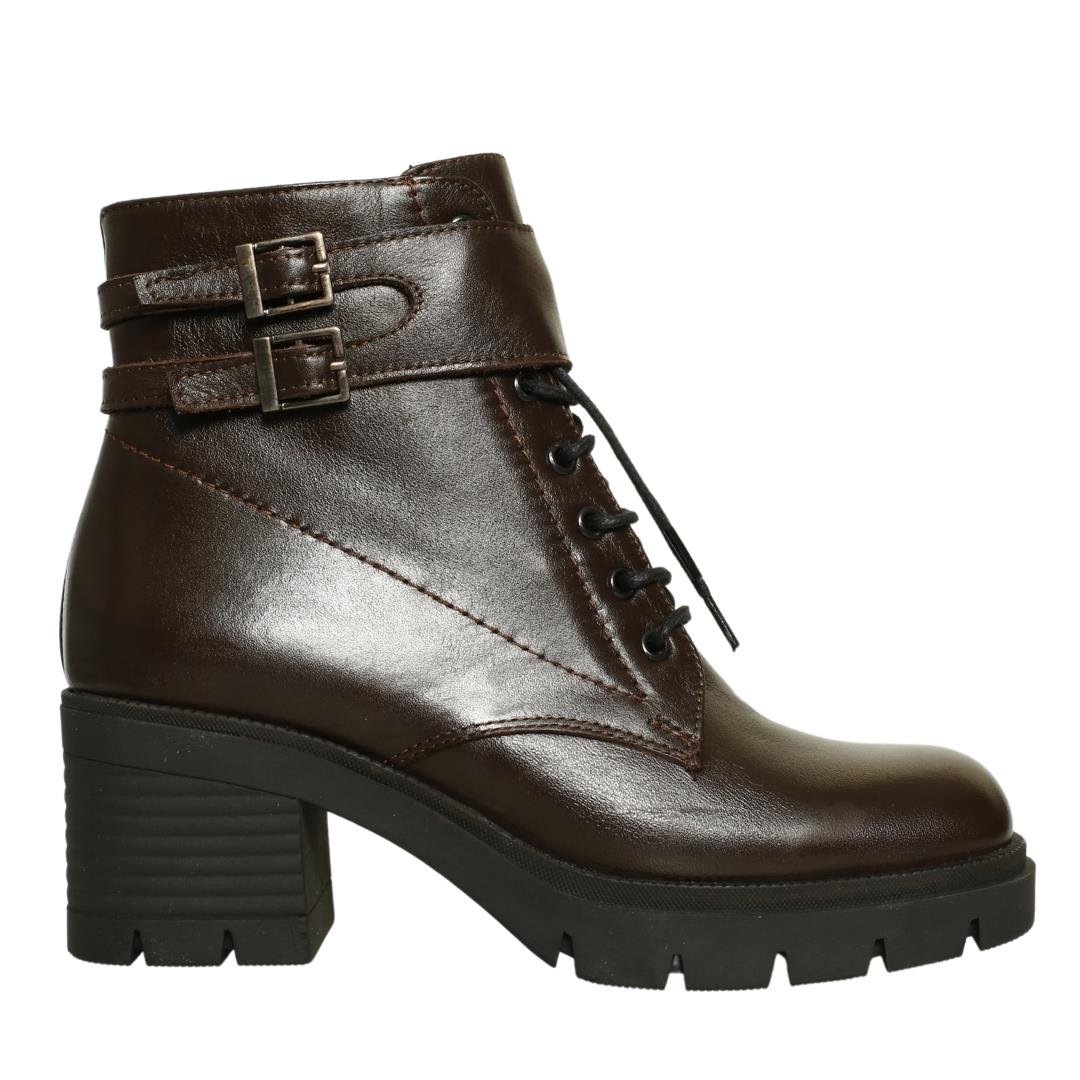 Kahve Deri Kadın Topuklu Bot