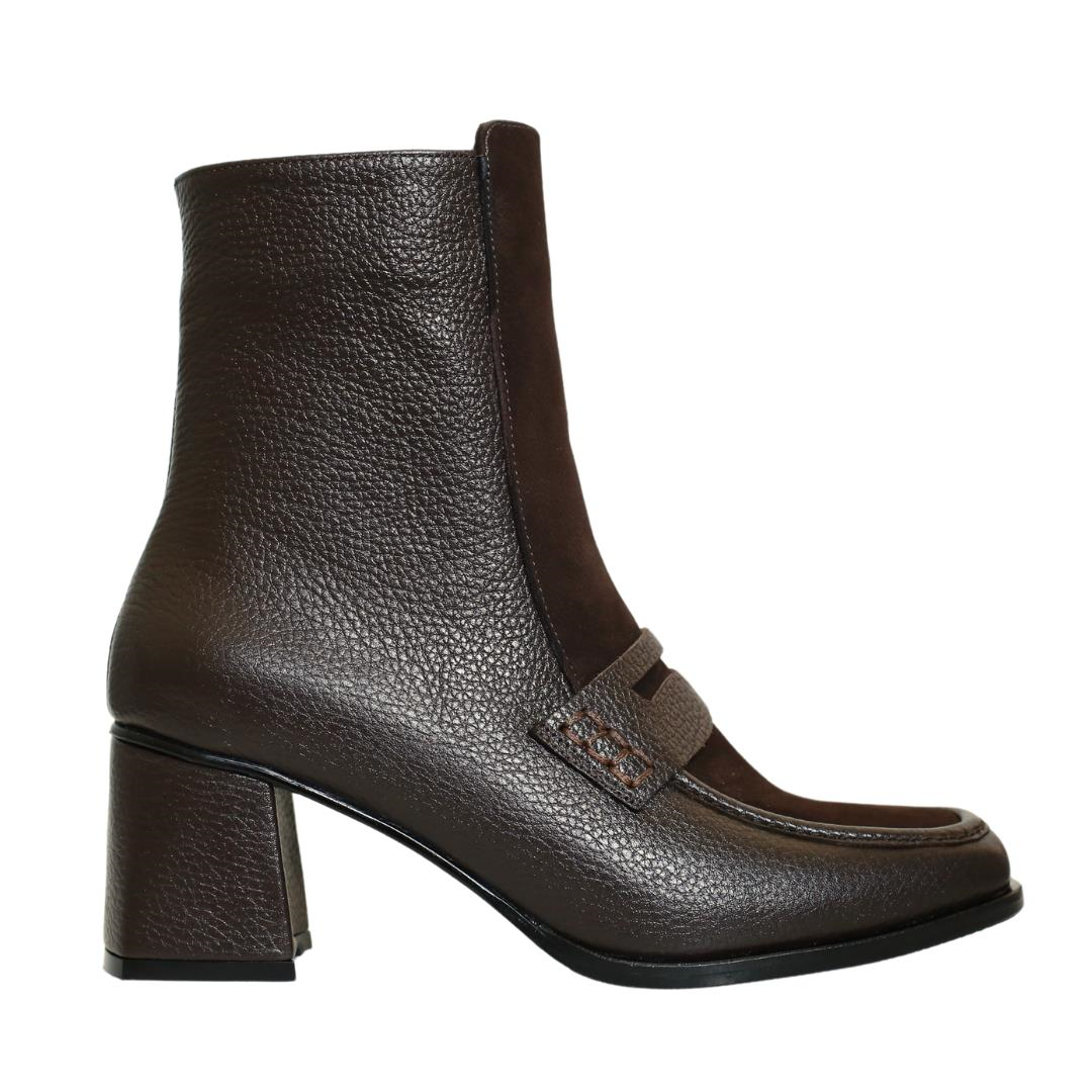 Kahve Deri Kadın Topuklu Bot