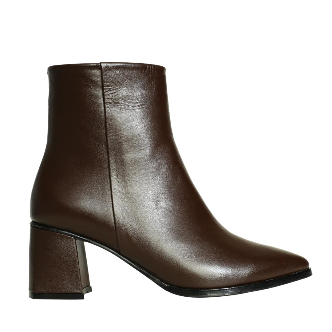 Kahve Deri Kadın Topuklu Bot