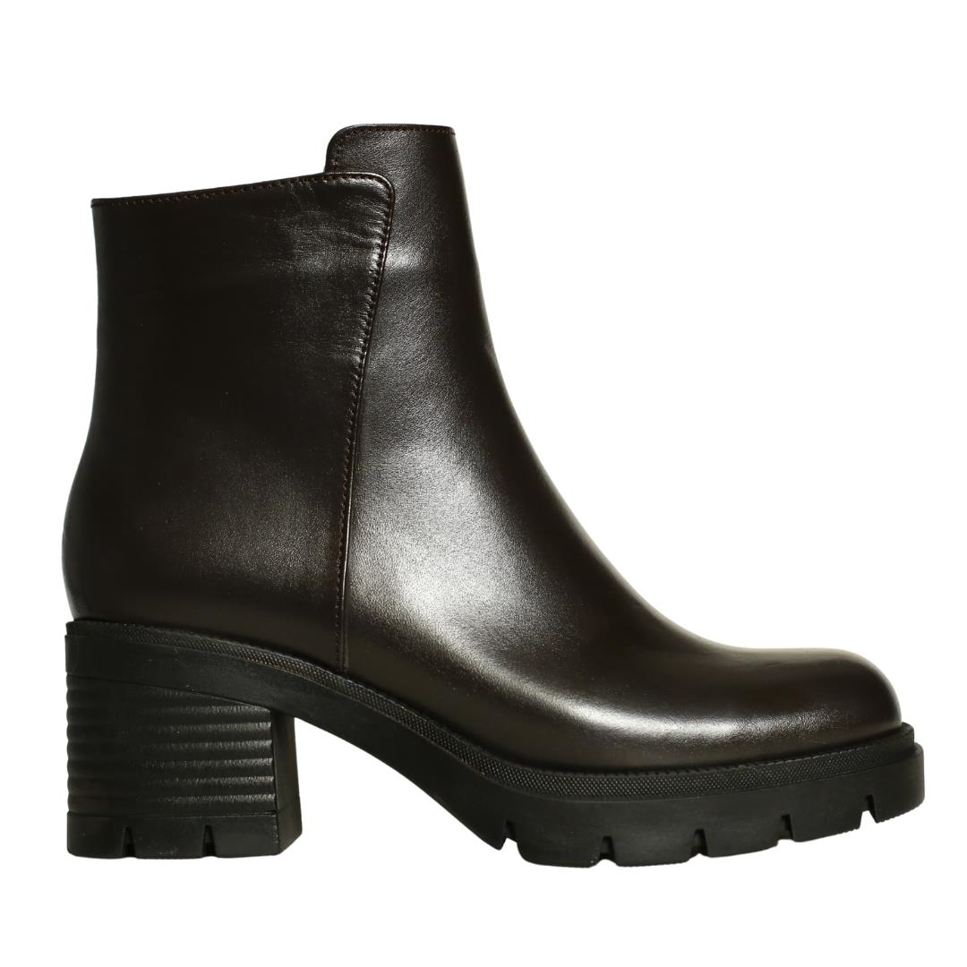 Kahve Deri Kadın Topuklu Bot