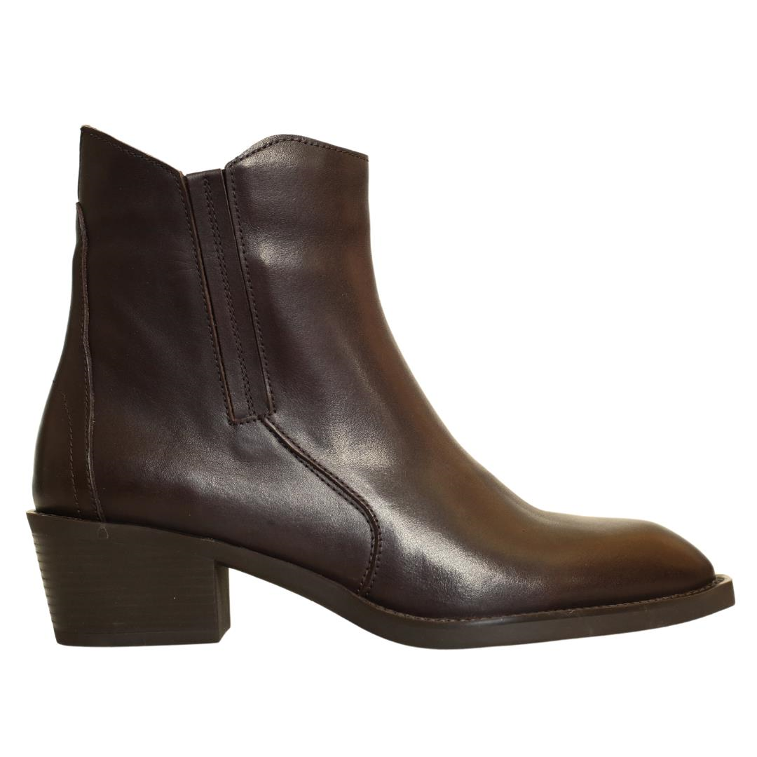 Kahve Deri Kadın Western Bot