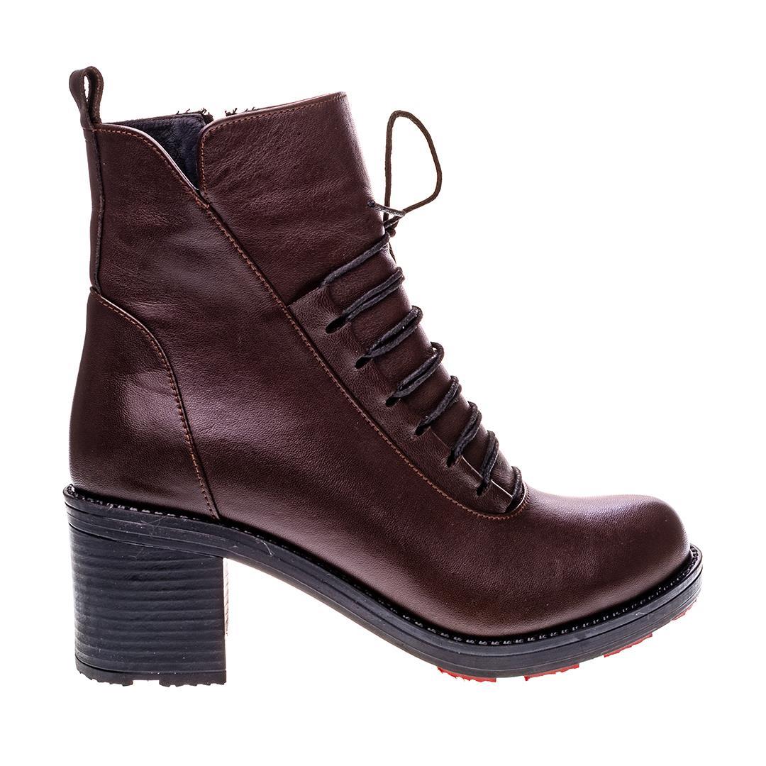 Kahve Fermuarlı Kadın Topuklu Bot