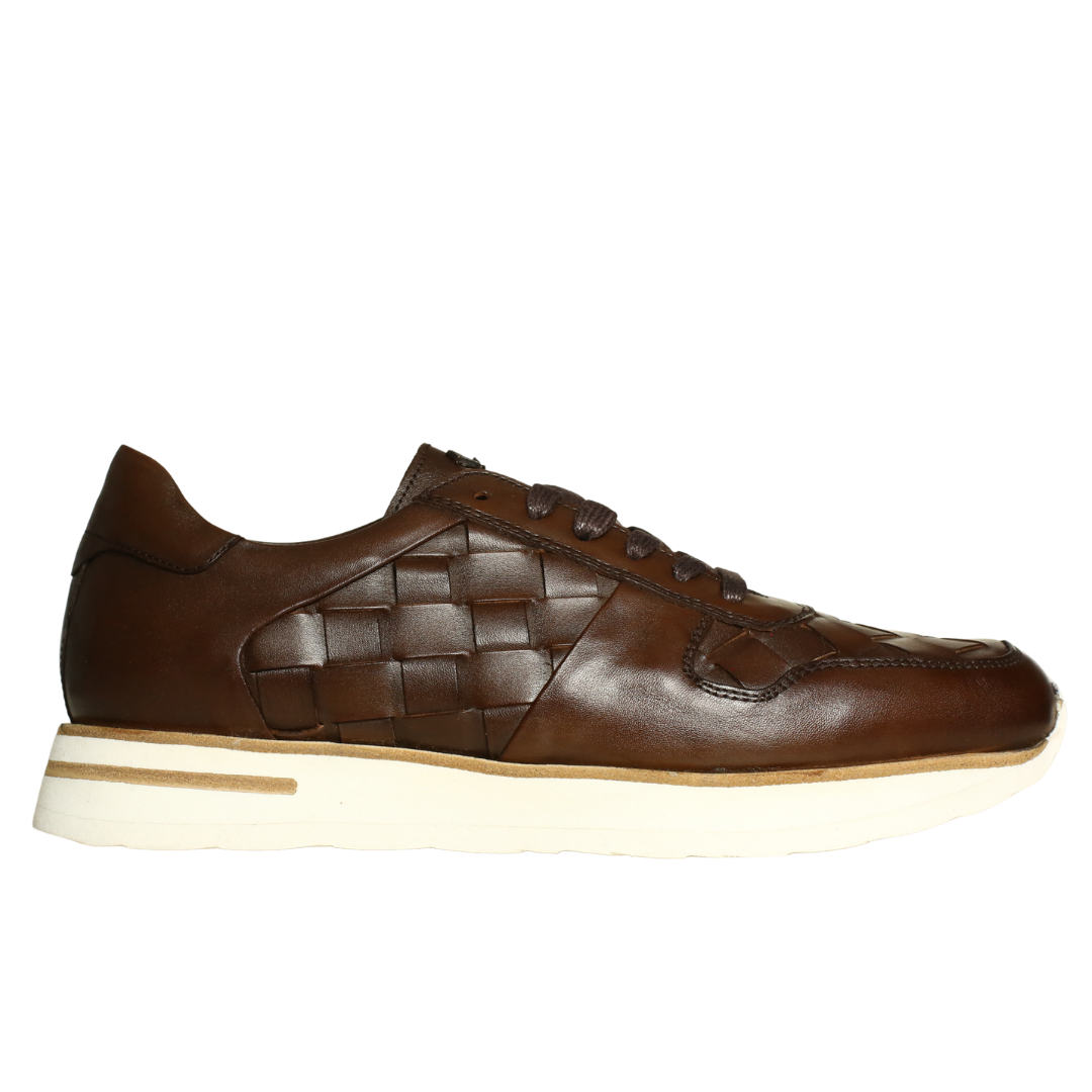 Kahve Örgü Deri Erkek Sneaker
