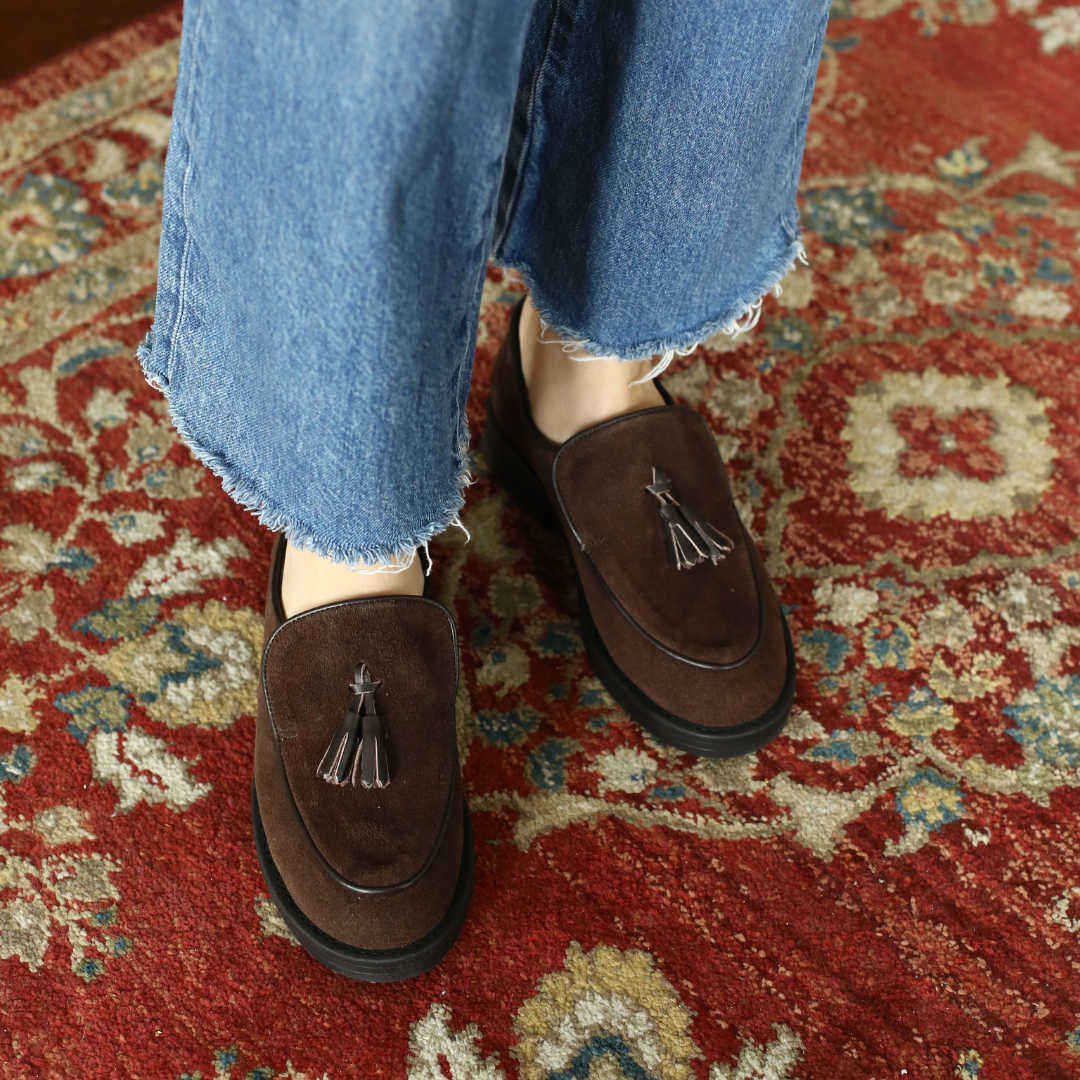 Kahve Süet Kadın Püsküllü Loafer