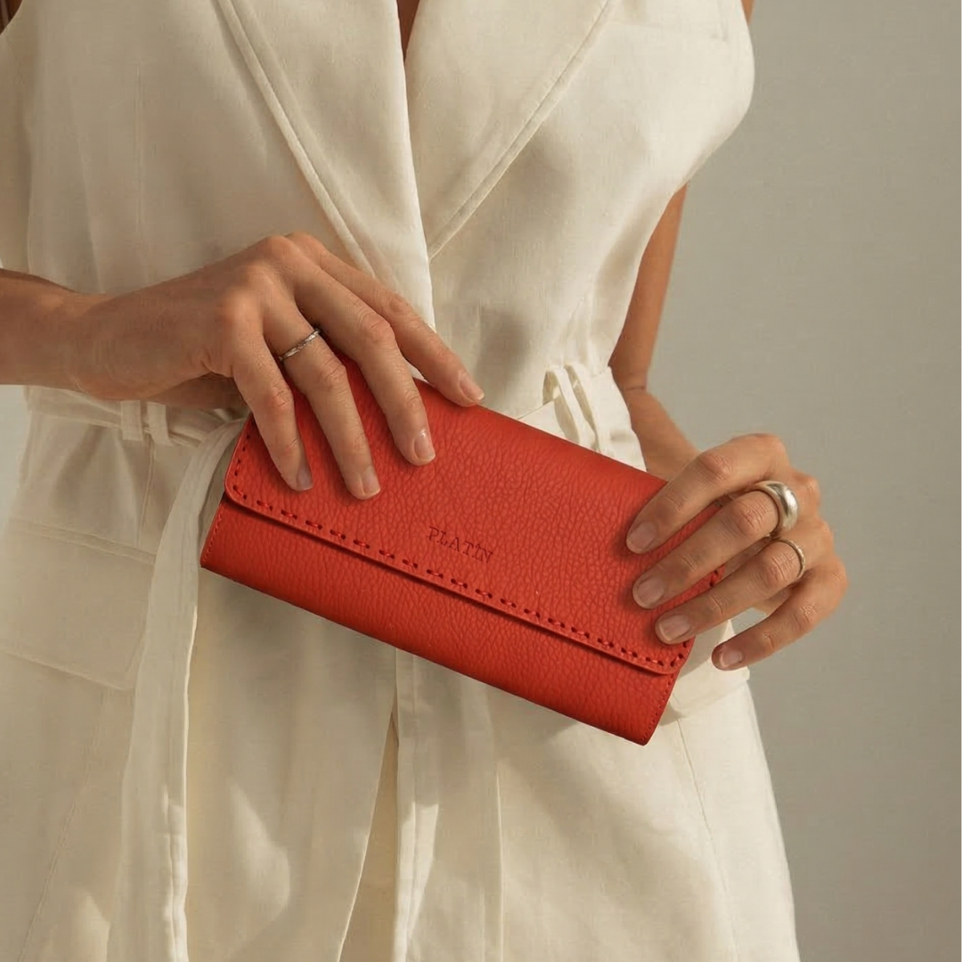 Kırmızı Deri Kadın Cüzdan