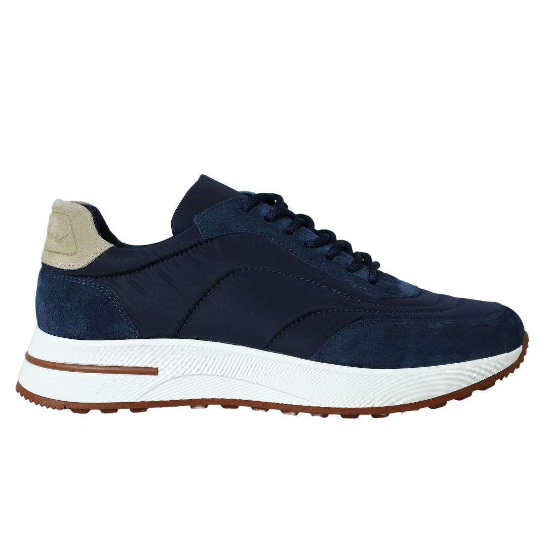 Lacivert Deri Bağcık Detaylı Erkek Sneaker