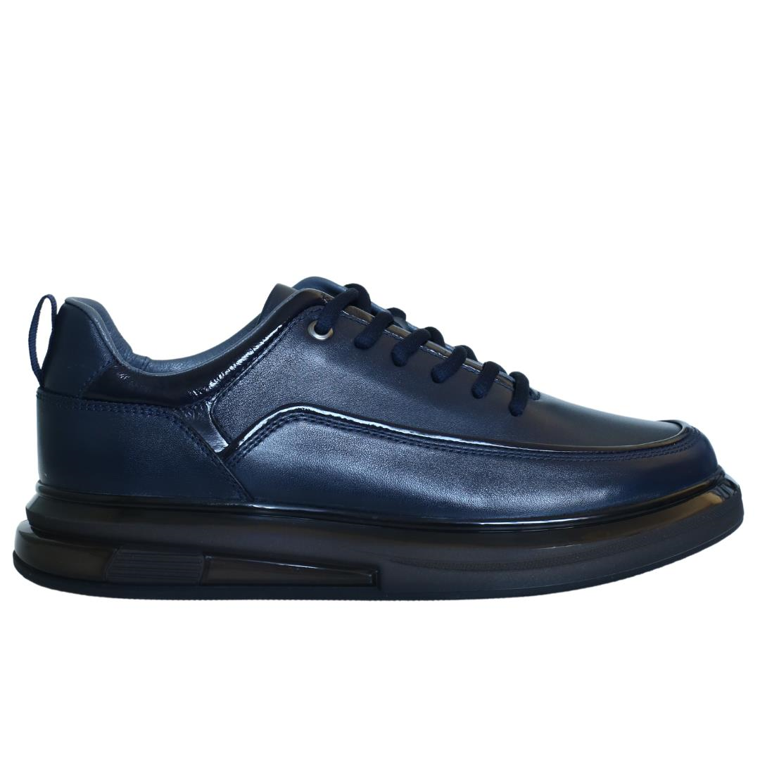 Lacivert Deri Erkek Bağcıklı Sneaker