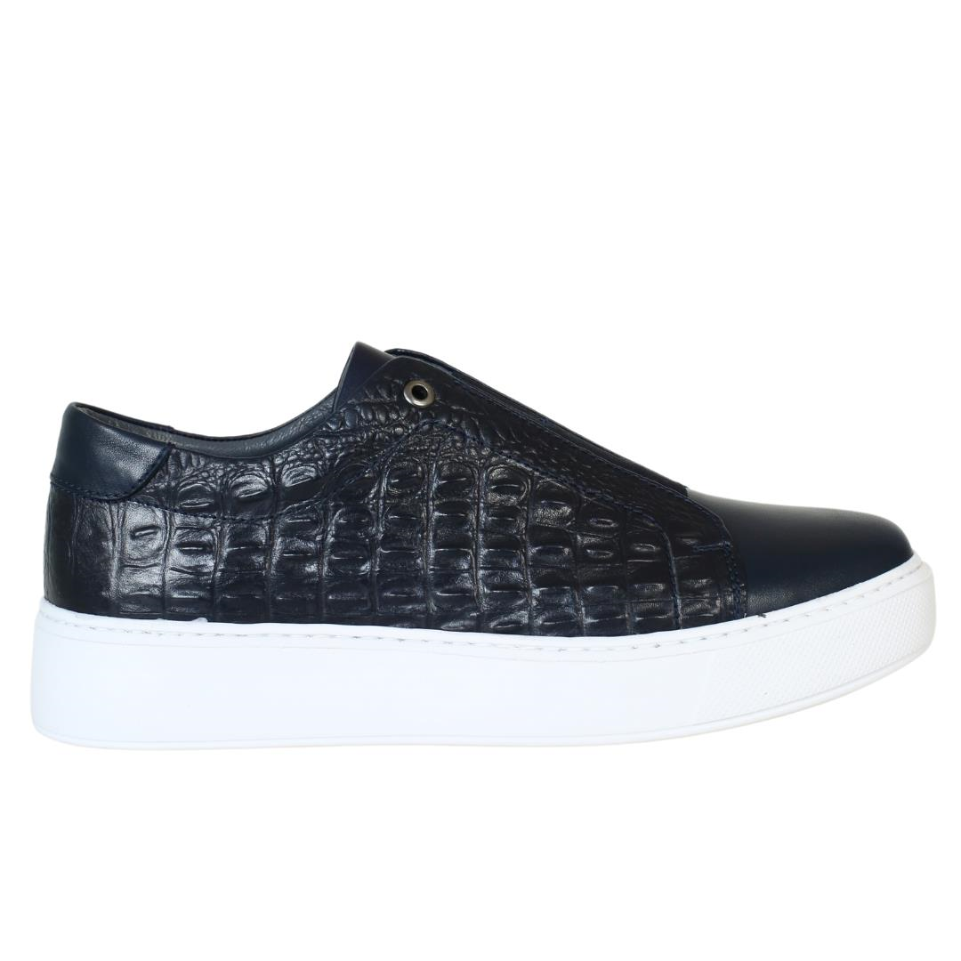 Lacivert Deri Erkek Sneaker