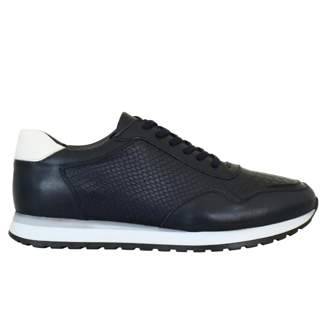 Lacivert Deri Erkek Sneaker