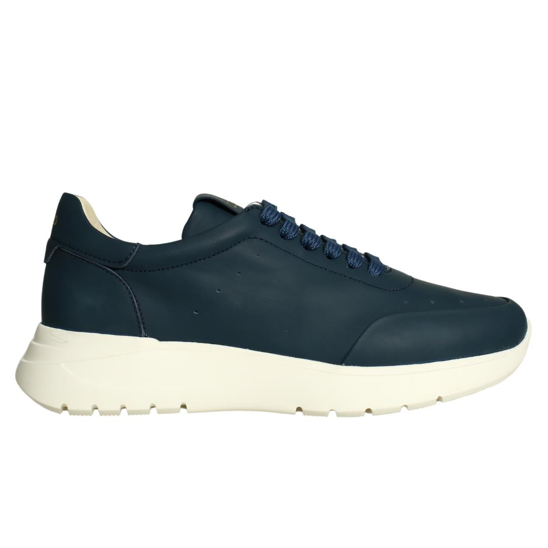 Lacivert Deri Kadın Bağcıklı Sneaker