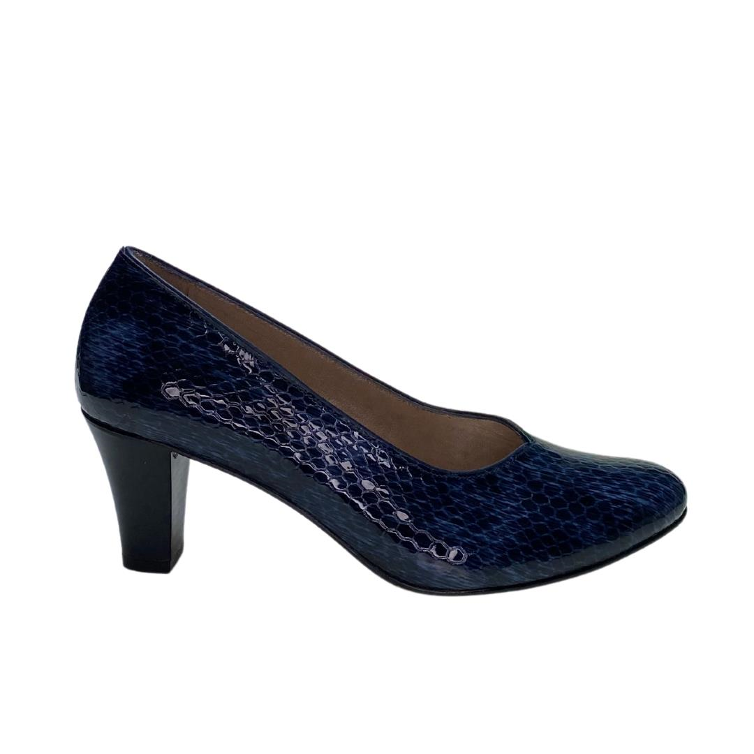 Lacivert Python Baskı Kadın Topuklu Ayakkabı