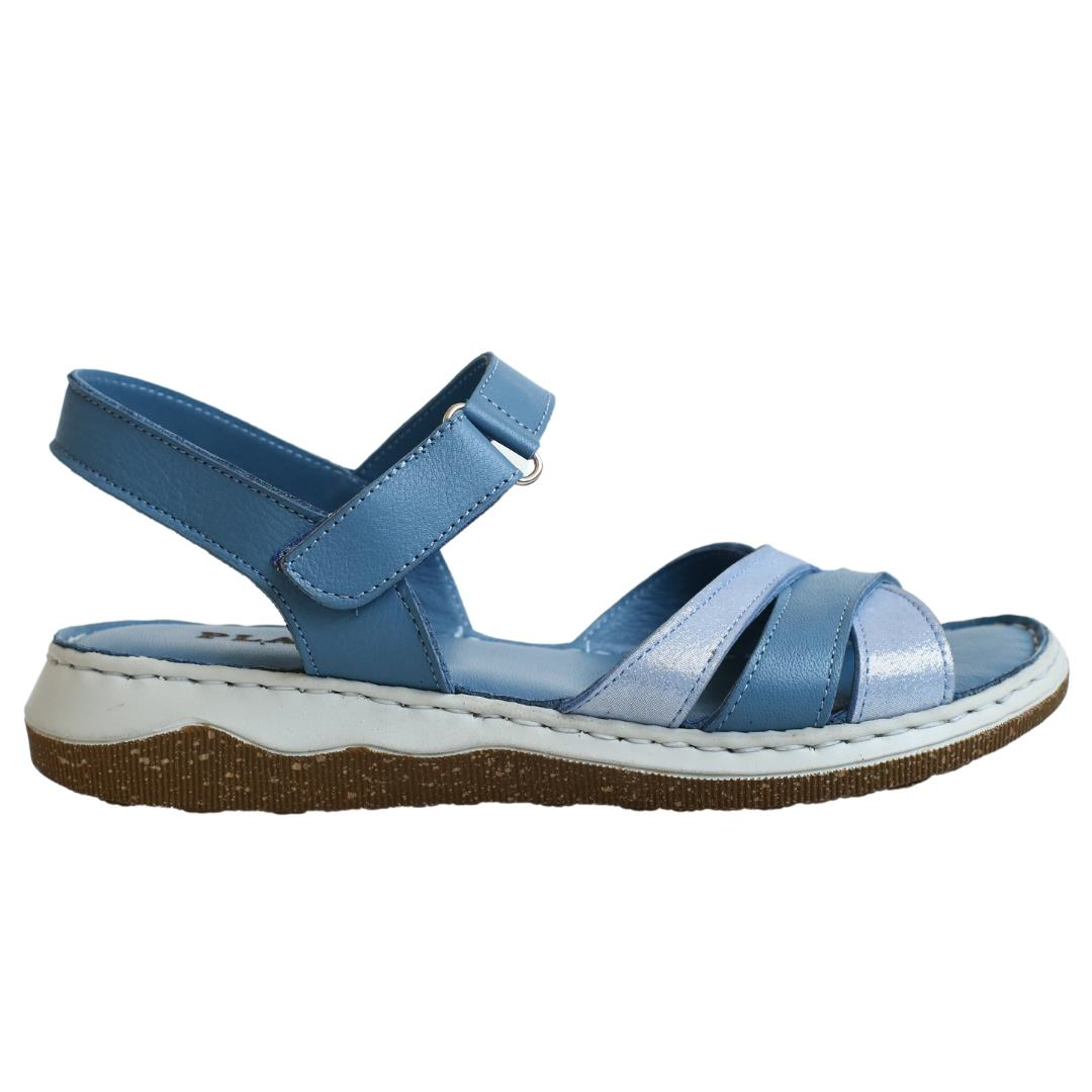 Mavi Deri Kadın Sandalet