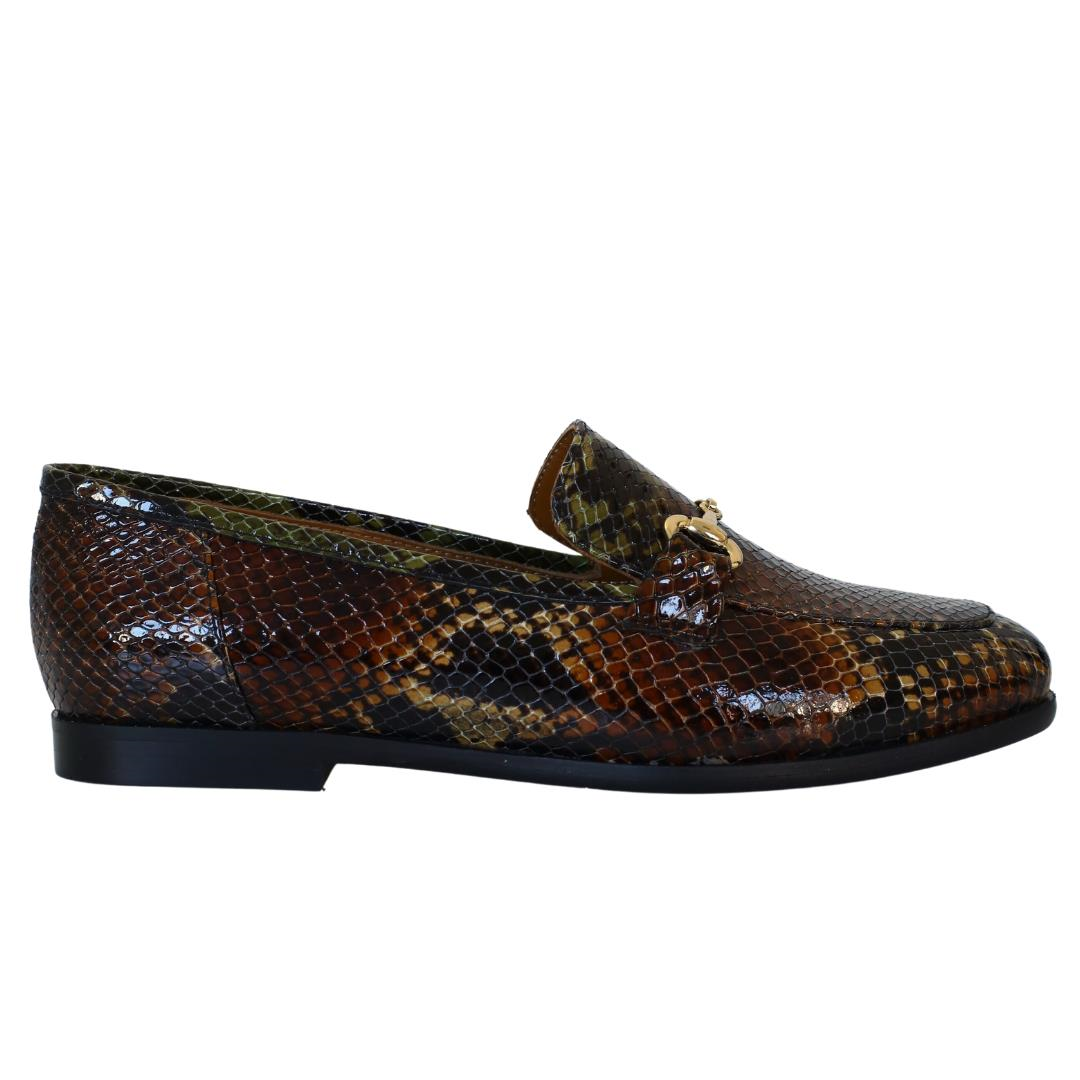 Multi Kahve Deri Kadın Loafer Ayakkabı