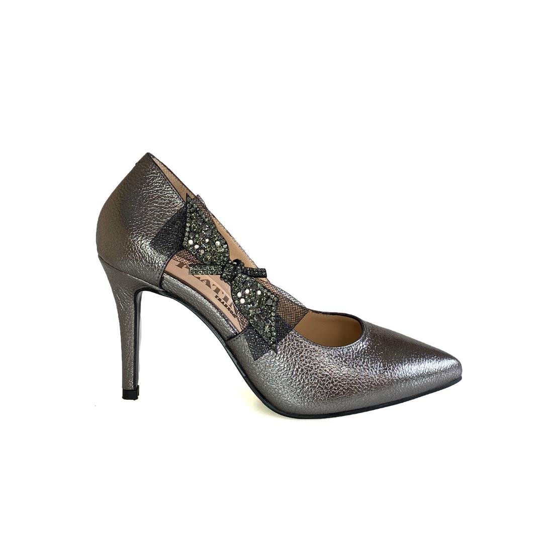 Platin Deri Kadın Stiletto