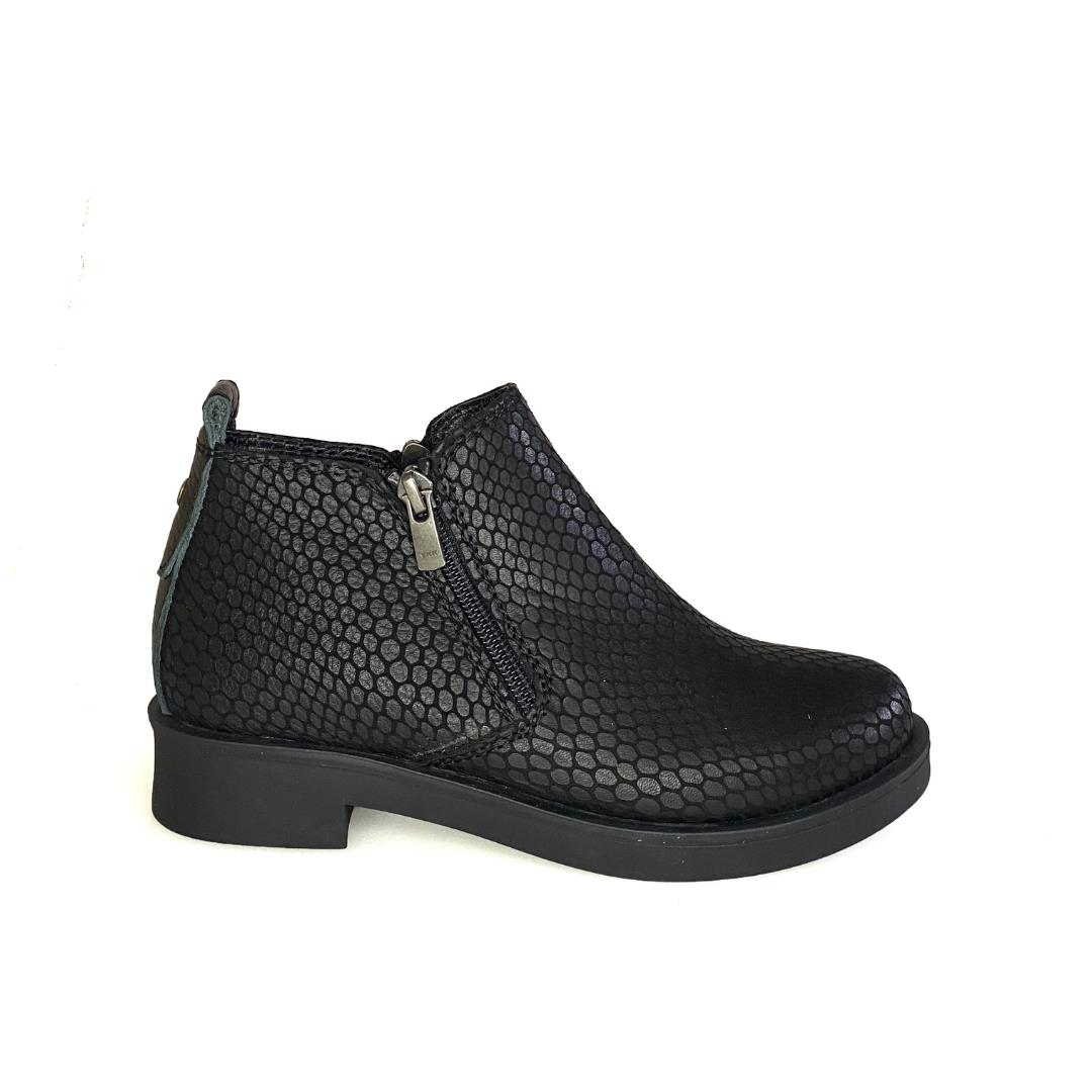 Siyah Baskı Deri Kadın Günlük Bot