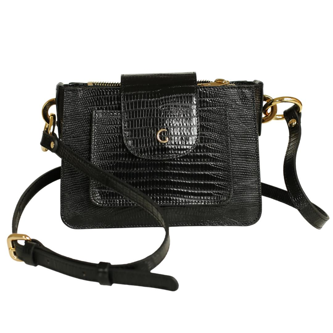 Siyah Deri Kadın Çapraz Çanta