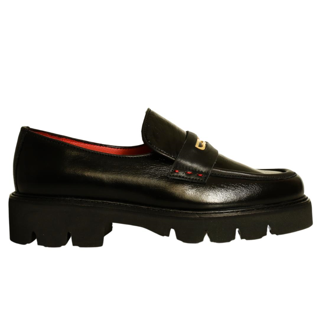 Siyah Deri Kadın Loafer