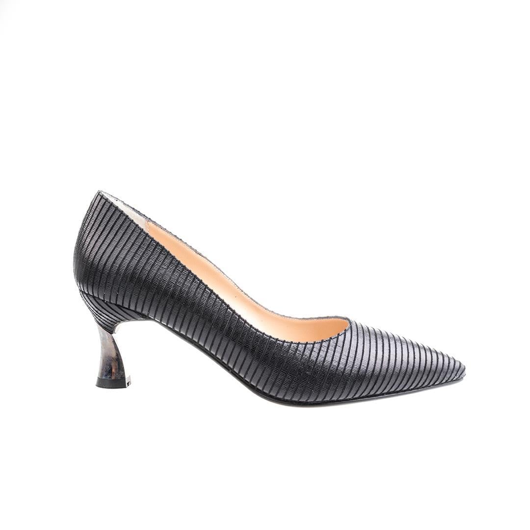 Siyah Deri Kadın Stiletto Ayakkabı
