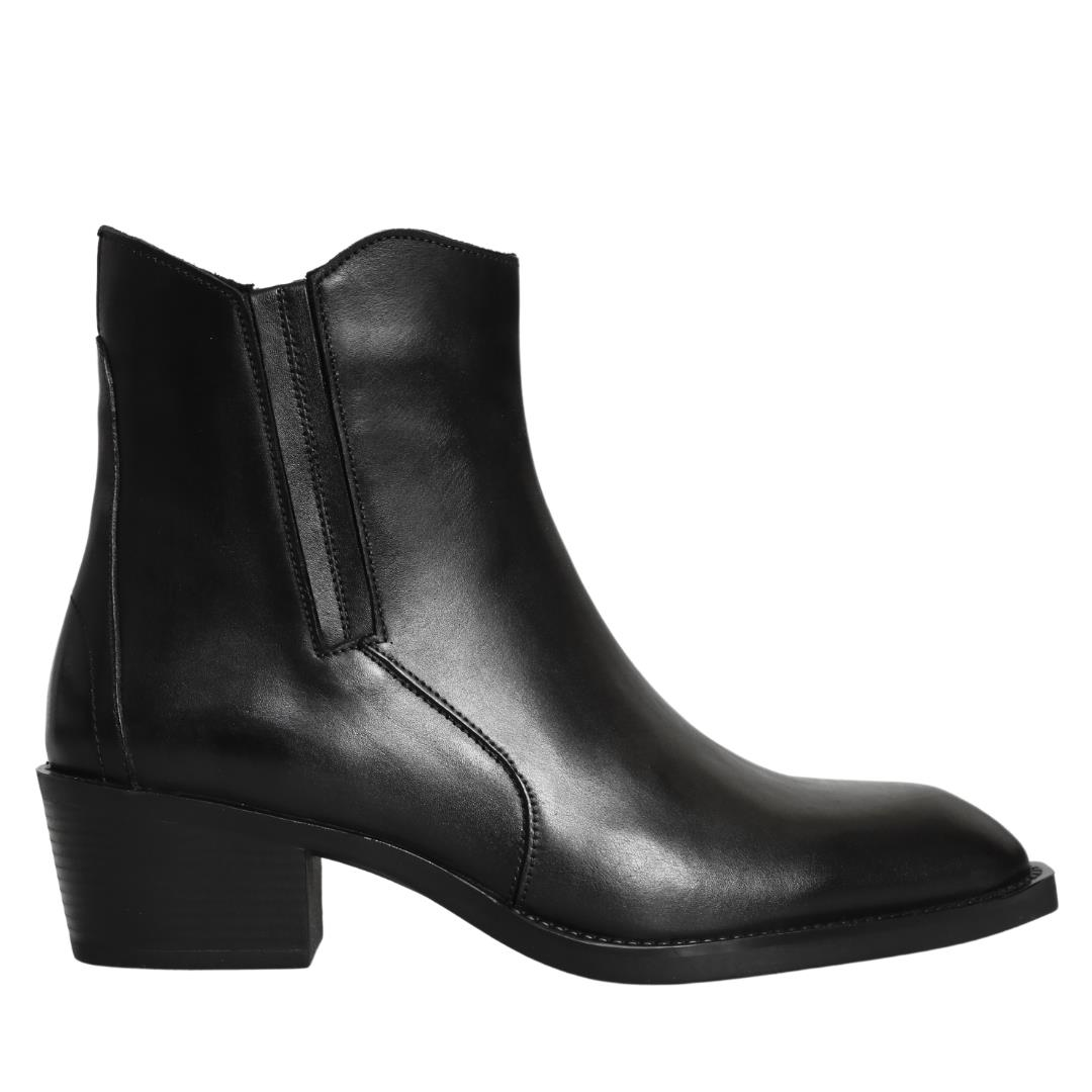 Siyah Deri Kadın Western Bot