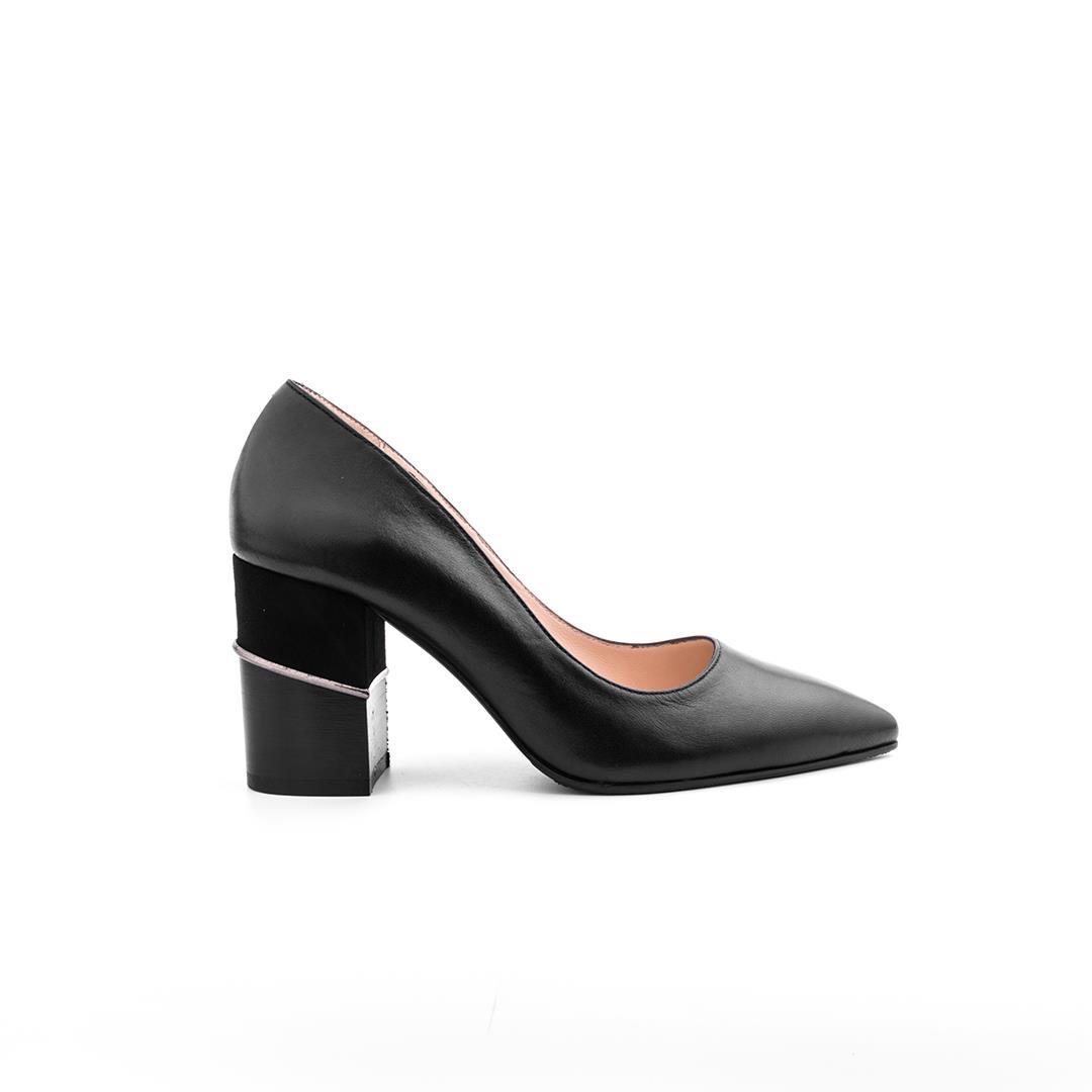 Siyah Kalın Topuk Kadın Stiletto Ayakkabı