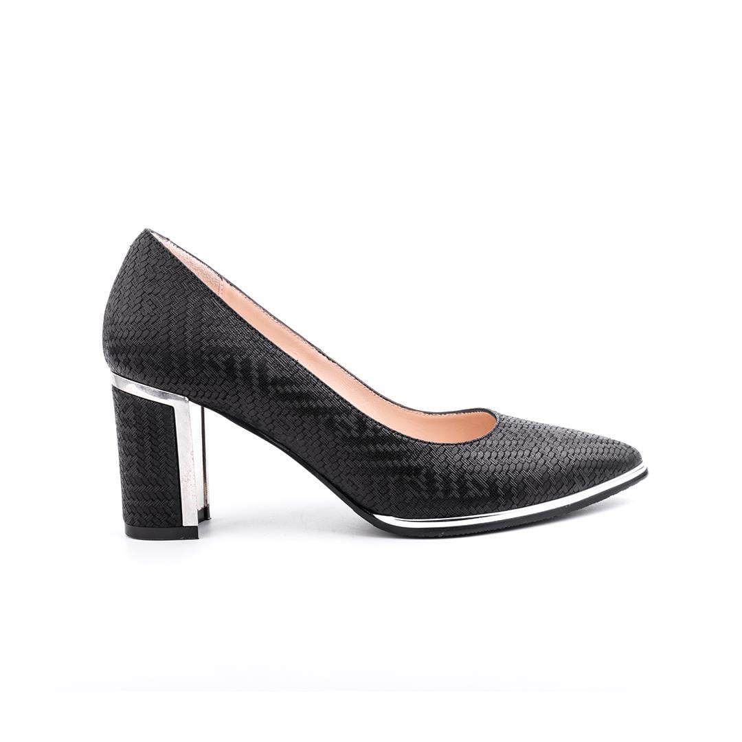 Siyah Kalın Topuk Stiletto Ayakkabı