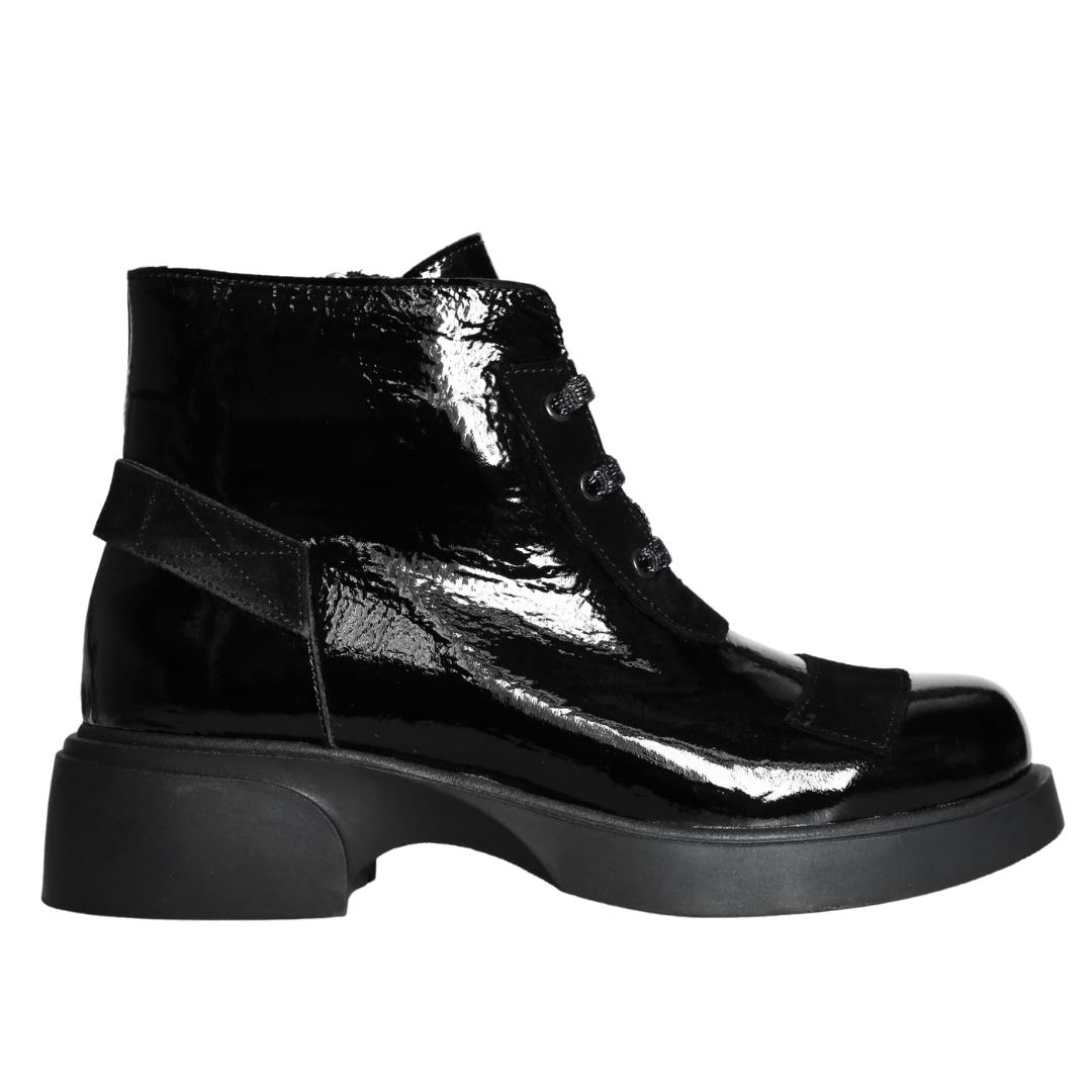 Siyah Rugan Kadın Fermuarlı Bot